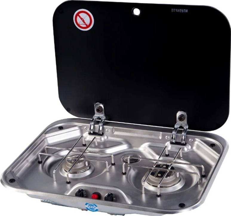 Double burner camping stove Compact Stainless Steel Double-Burner RV Stove