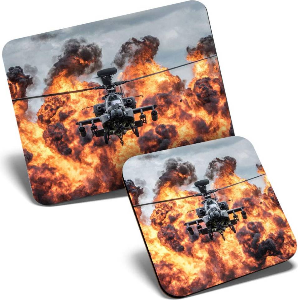 Destination Vinyl Mouse Mat Coaster Set Apache Army Attack