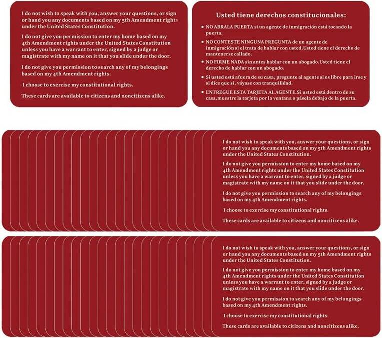 Typecat Know Your Rights Immigration Red Card 50PCS