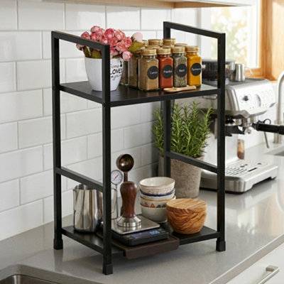 B&Q Wooden Spice Rack 2 Tier Storage Rack