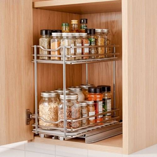 VEVOR Pull Out Spice Rack Organizer 2 Tier