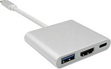Silver Type C To USB Hub 3 In 1