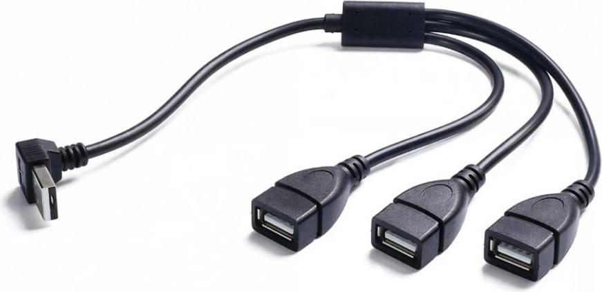 USB Y Splitter Adapter Angled Connector