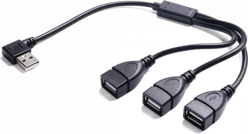 USB Y Splitter Adapter Angled Connector