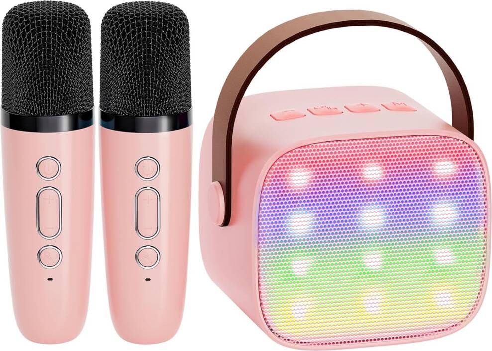Mini Karaoke Machine With 2 Wireless Mics