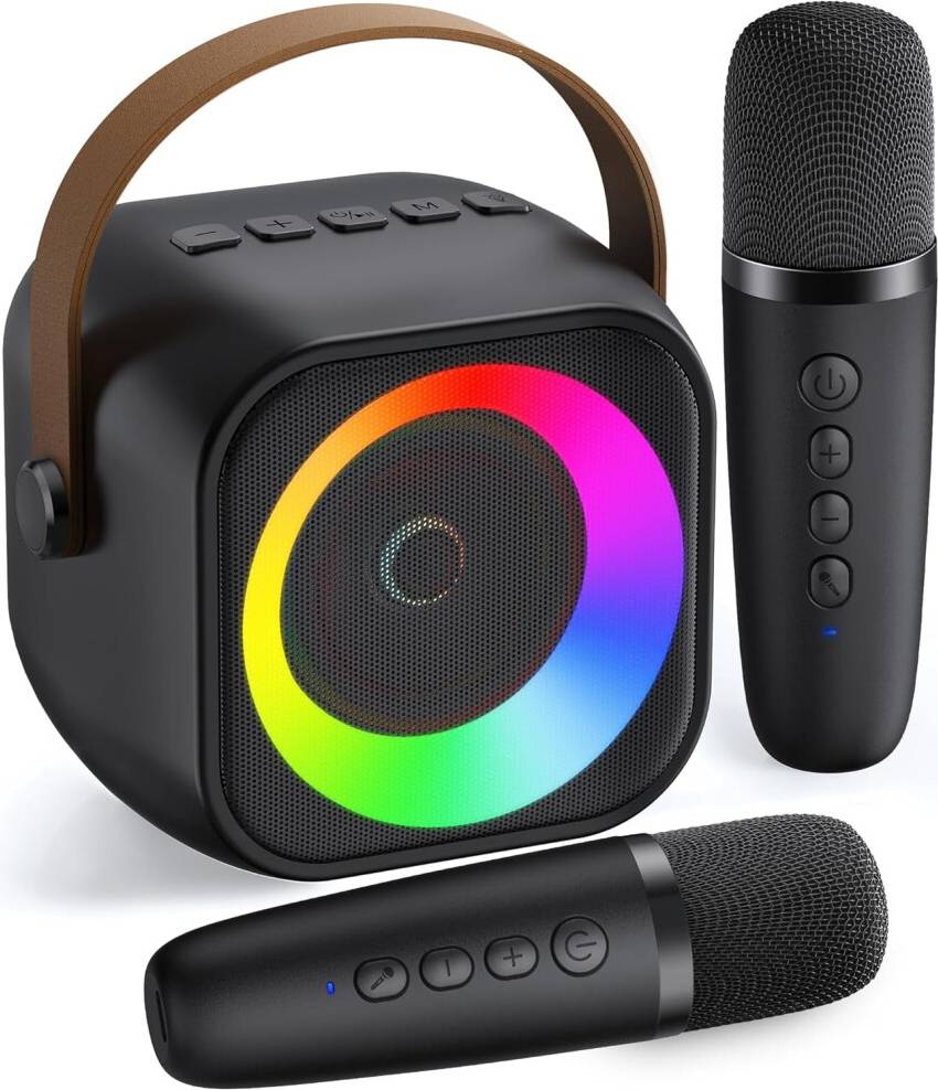 Mini Karaoke Machine with Wireless Mics