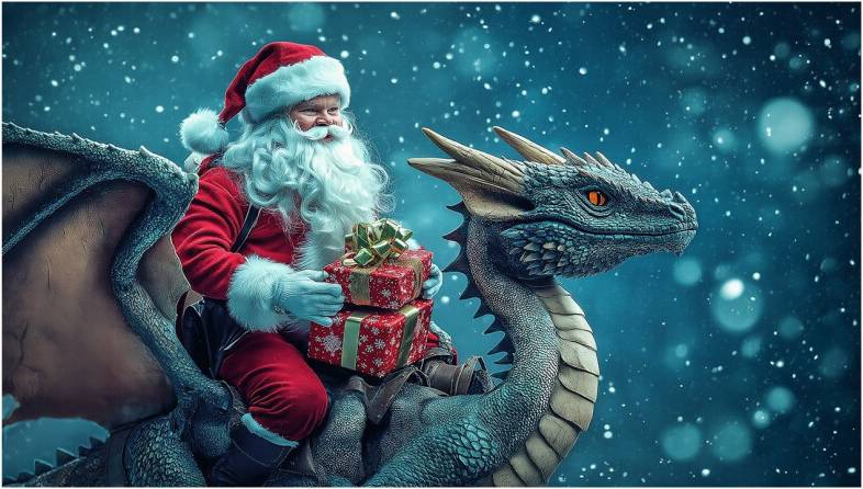 Christmas Background Cloth Santa Riding Scene