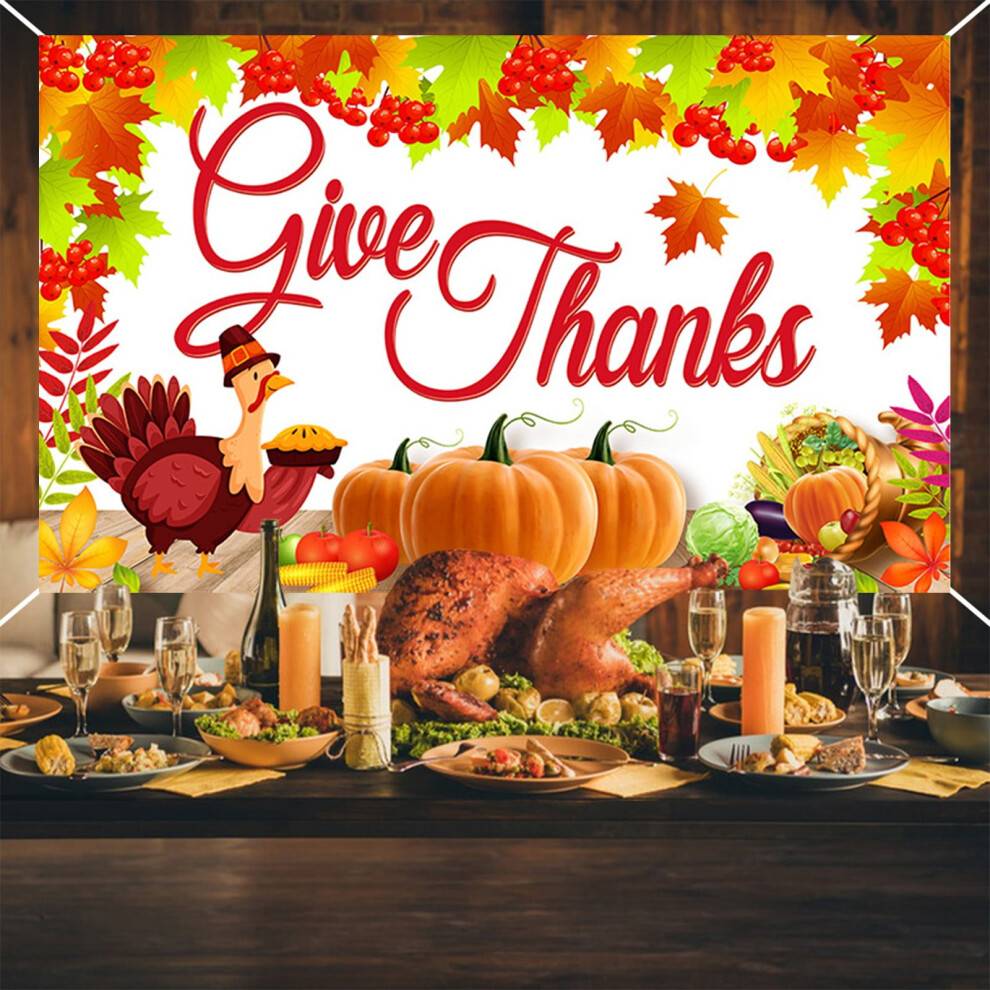 Backdrop Fall Maple Turkey Pumpkin Cloth
