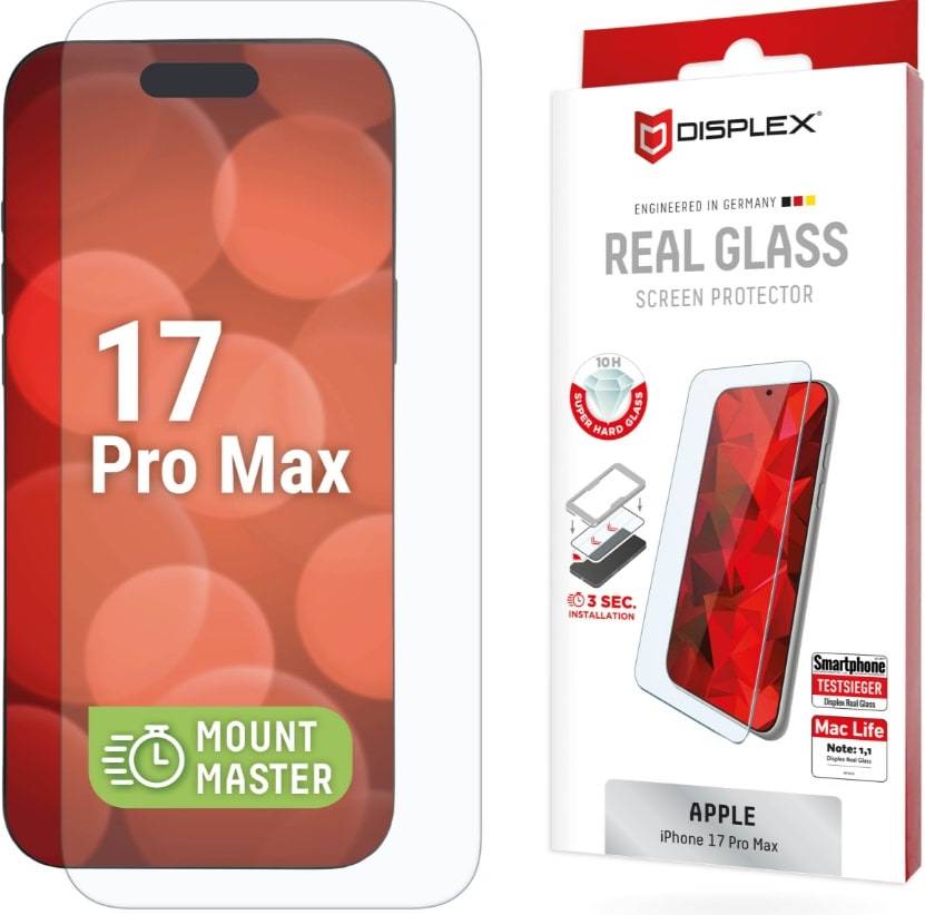 Iphone 17 pro glass Displex Real Glass MountMaster iPhone 17 Pro Max