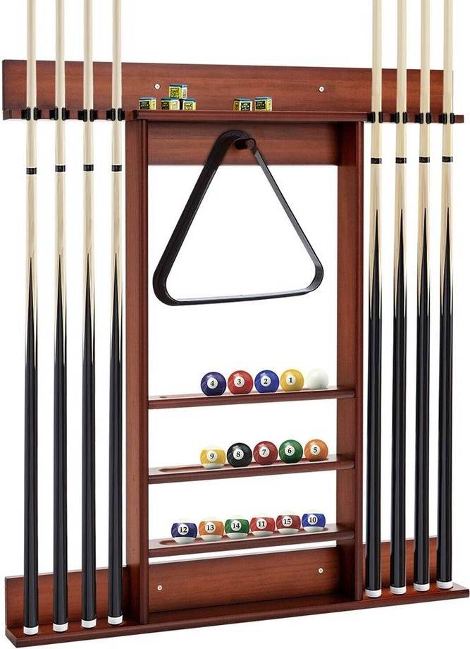 NESTLUNE Wall Mounted Pool Cue Rack Billiard Stick