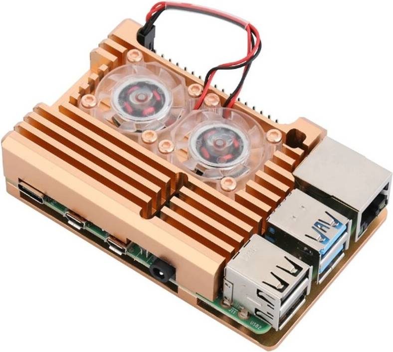 Raspberry pi 4 Kepptory Caja Aluminio Raspberry Pi 4 Doble Ventilador