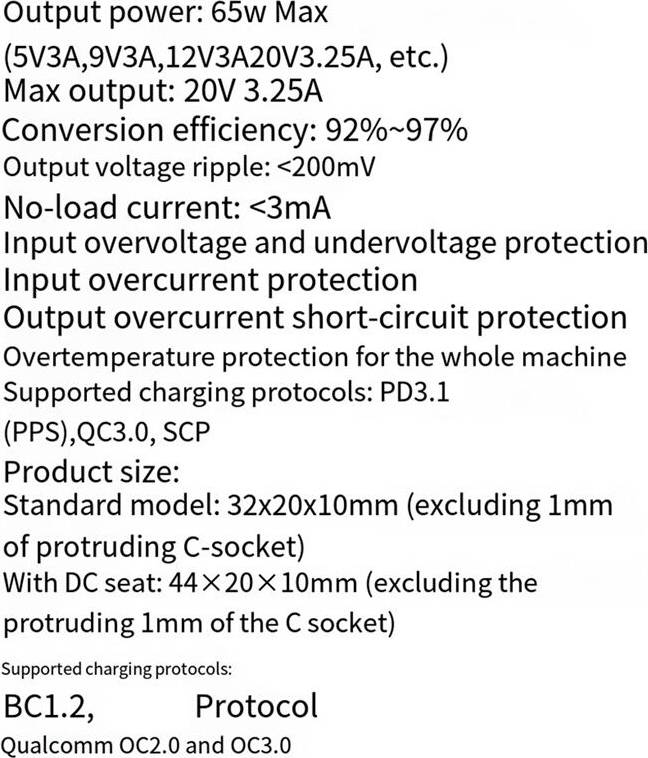 PD65W Fast Charging Module Type-C Interface