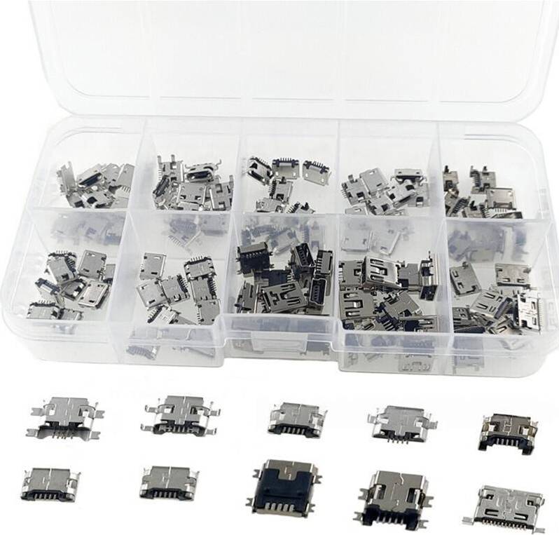 100PCS 10Types Micro USB Female Sockets Adapter Set