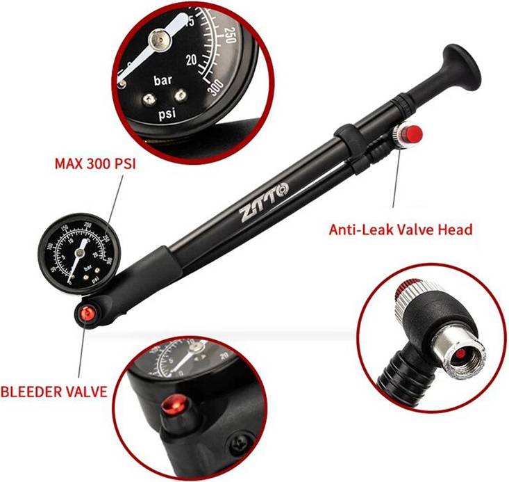 Tire inflator Melitt Front Fork Pump Tire Inflator Rear Bladder
