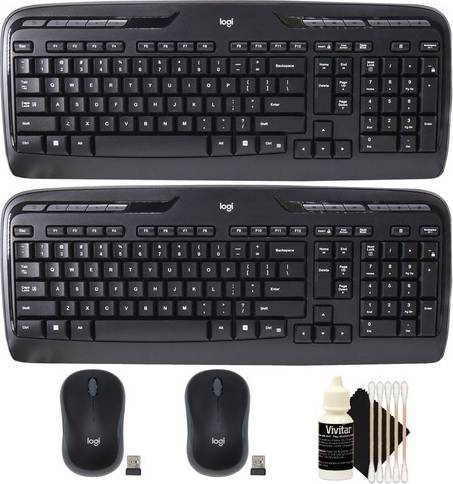 Logitech MK320 Full-size Wireless Membrane Keyboard Mouse Bundle 2 Packs