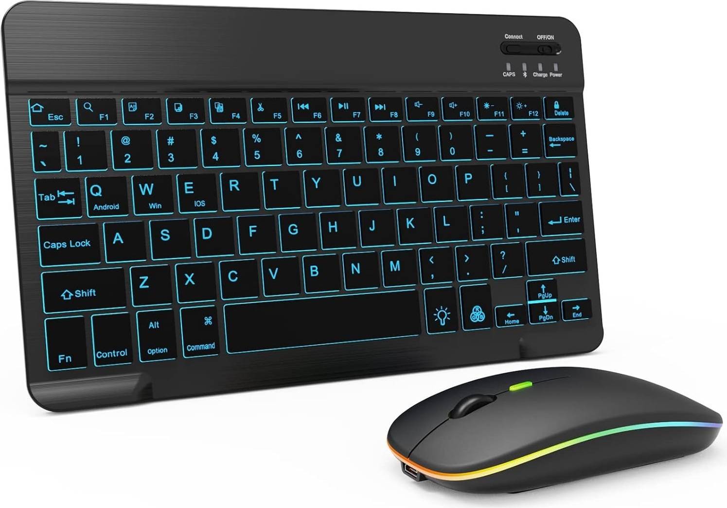 Wireless backlit keyboard and mouse 7 Color Backlit Bluetooth Keyboard And Mouse Combo