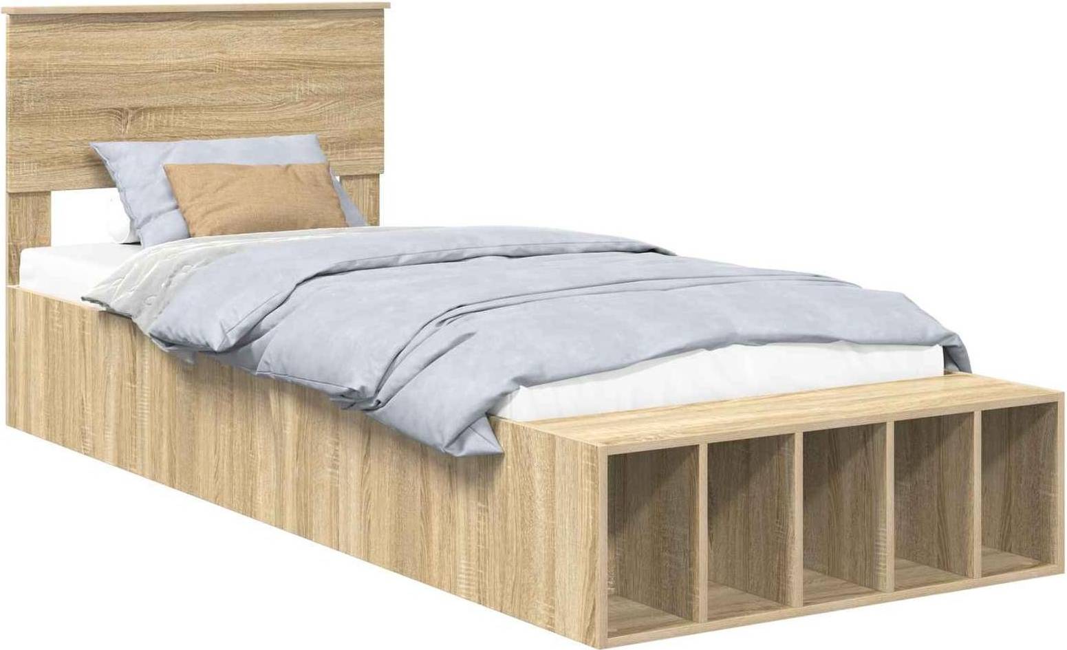 vidaXL Ripiano Rovere 90 x 190 cm Letto con Struttura
