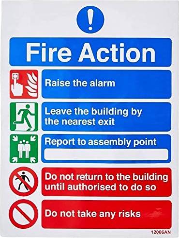 VSafety General Fire Action 5 Message Risks Sign