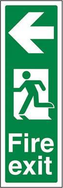 VSafety Exit Arrow Left Sign Portrait Rigid Plastic
