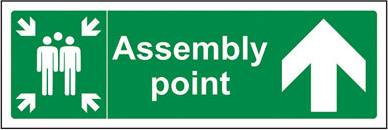 VSafety Assembly Point Arrow Up Fire Sign