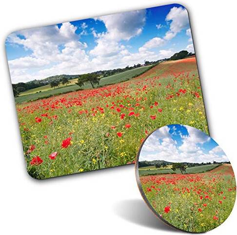 Rectangle Mouse Mat Round Coaster Set