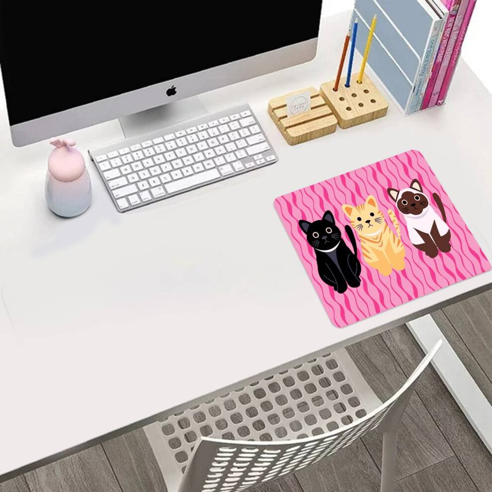 Cat-Pattern Natural Rubber Mousepad Rectangle