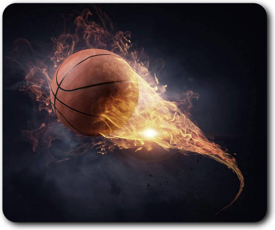 Destination Vinyl Ltd Flaming Basketball Mouse Mat