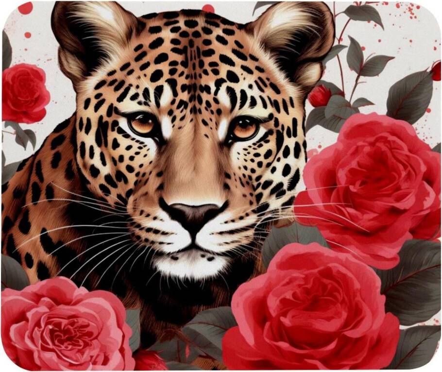 Red Rose Leopard Mouse Pad