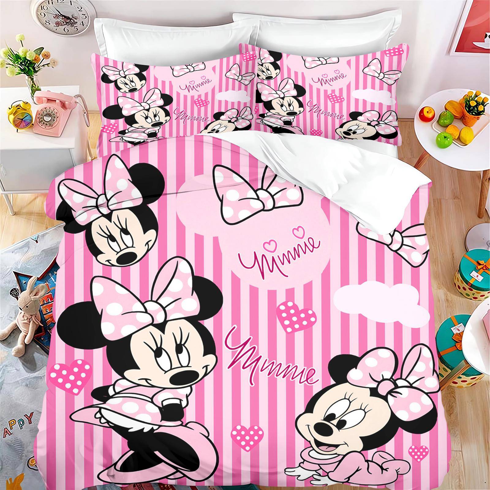 Mickey Mouse Cartoon Minnie Quilt Cover 3pcs