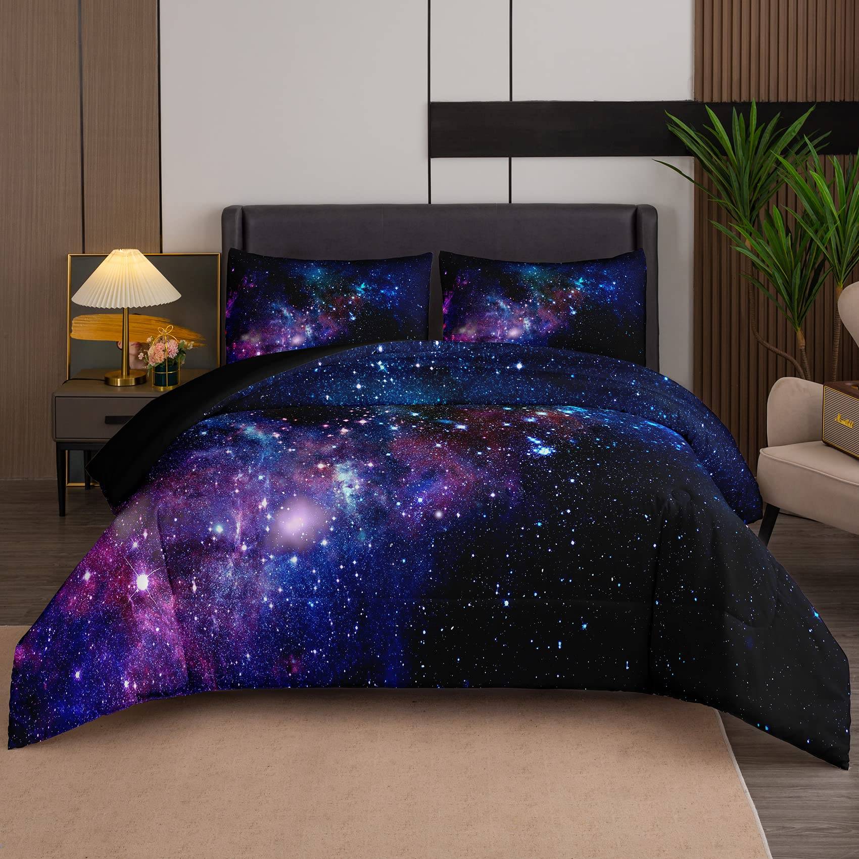 Galaxy Täcke Set 3D Rymdtema Sängkläder