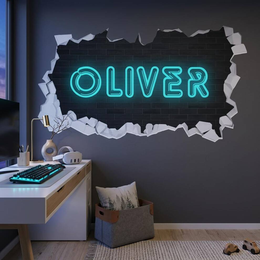 Personalised Neon Broken Wall Sticker Mural