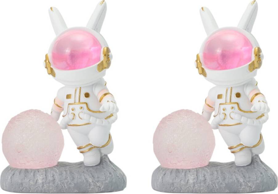 Pink Rabbit Resin Fixture Set 2 Pieces Night Light