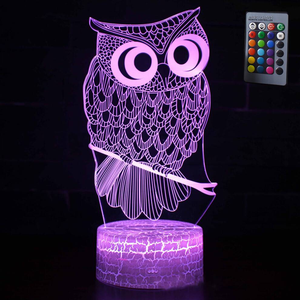 Magical 3D Owl Touch Remote Control Night Light