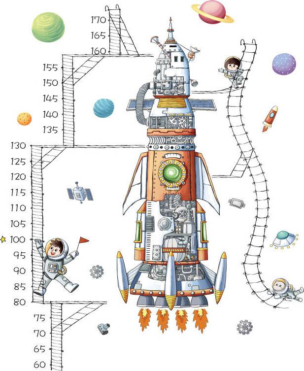 2 Pieces Spaceship Astronauts Height Measurement Ruler