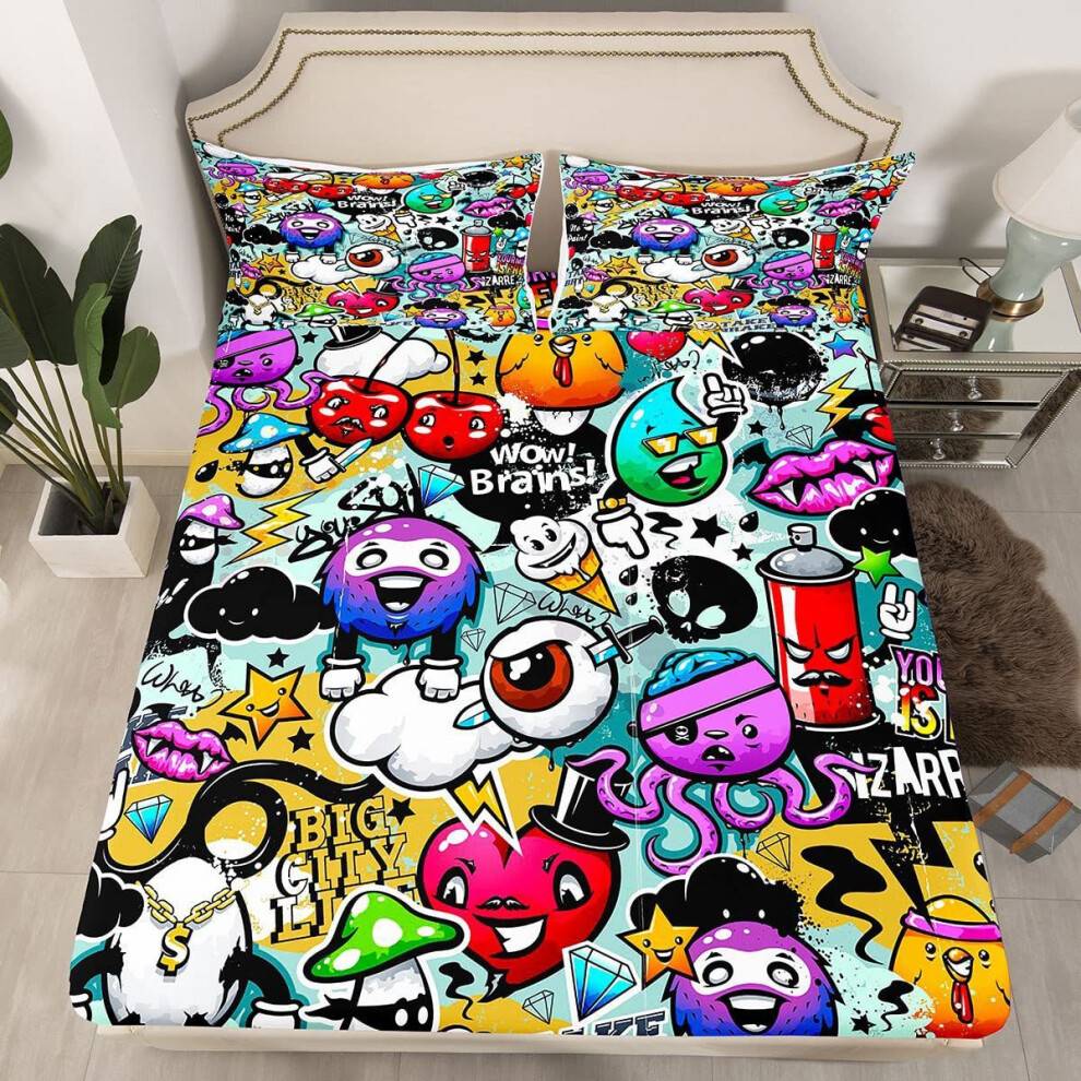 Cartoon Doodle Pattern Bedding Cover Set