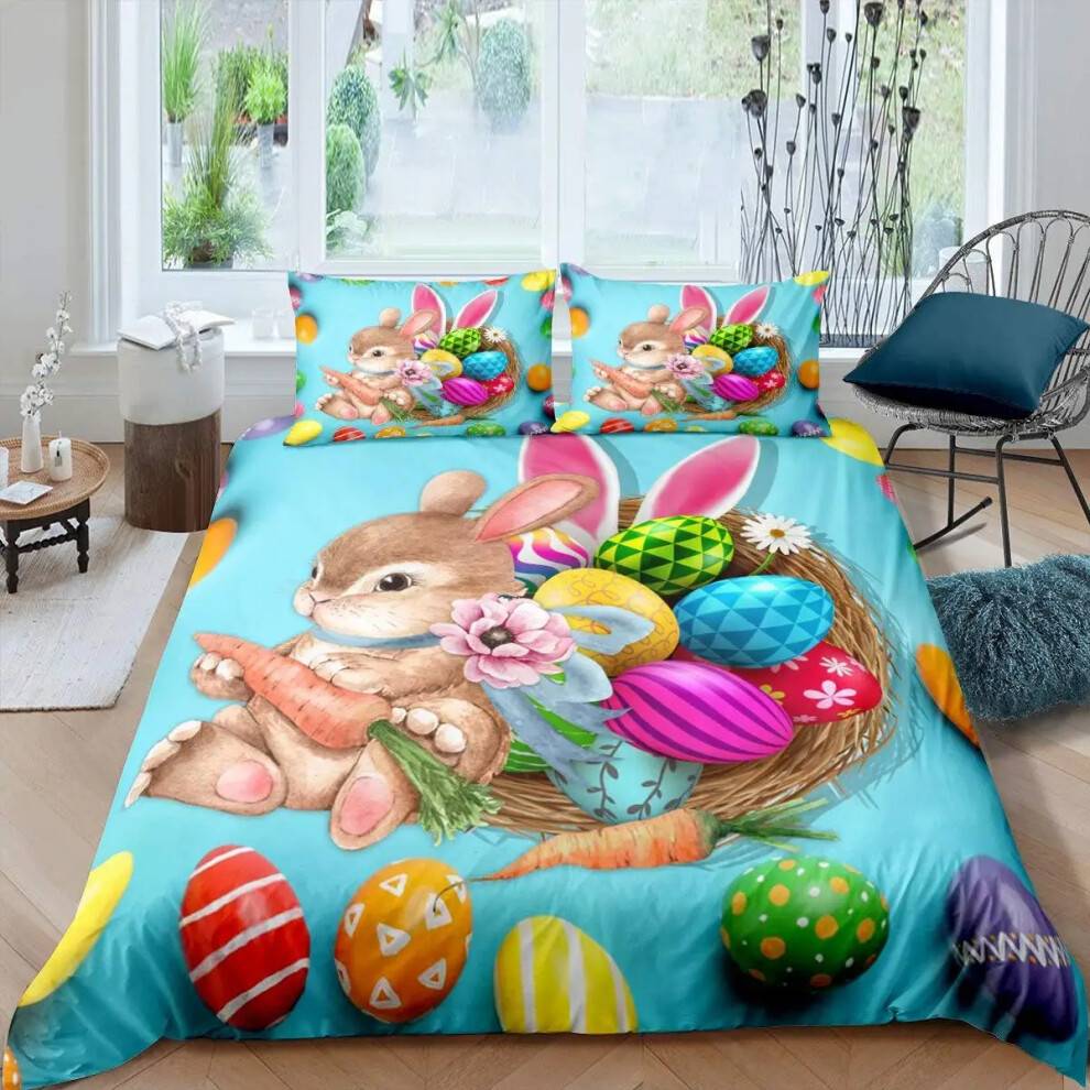 Easter Egg Rabbit Pattern Duvet Cover Set