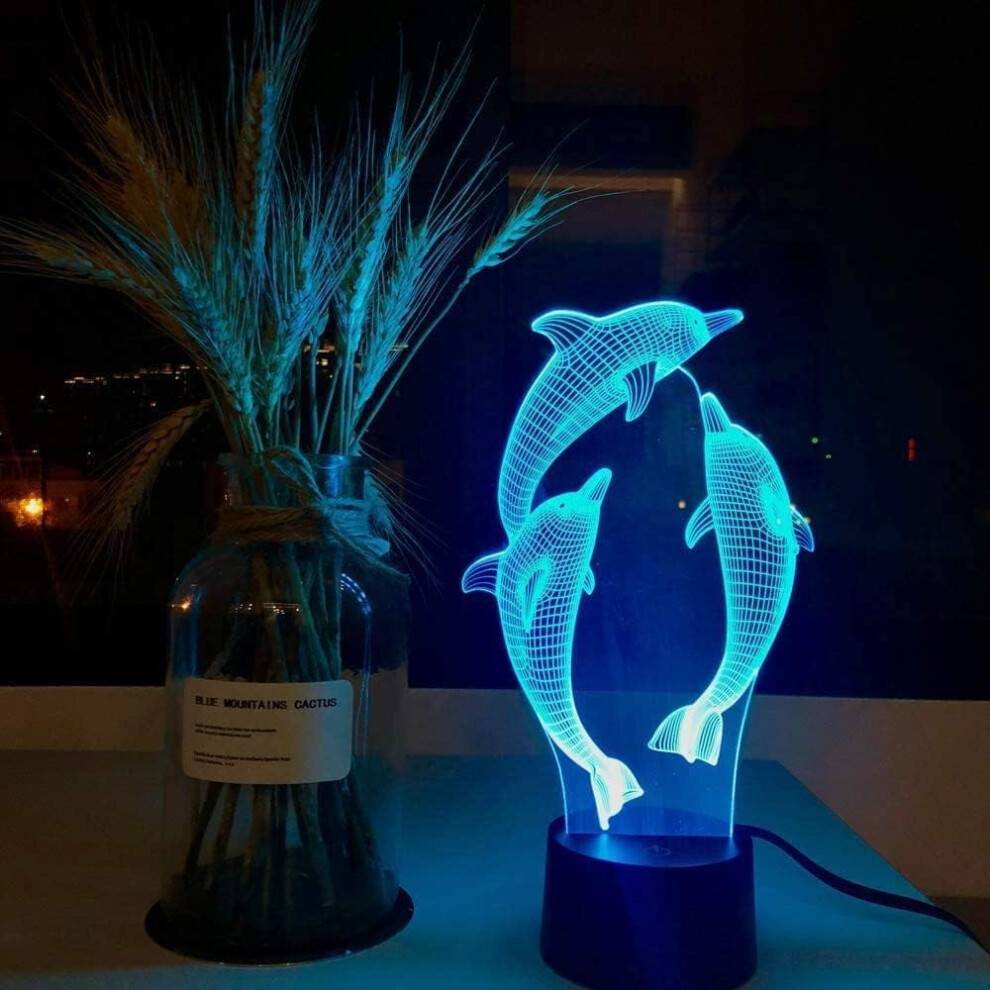 3D Dolphin Touch-Control RGB LED Night Light