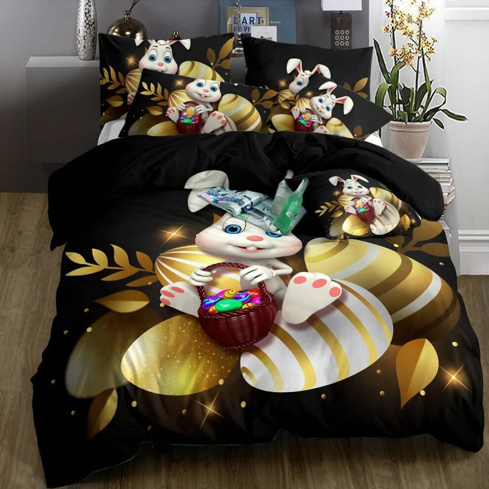 Easter Egg Rabbit Pattern Duvet Cover Set