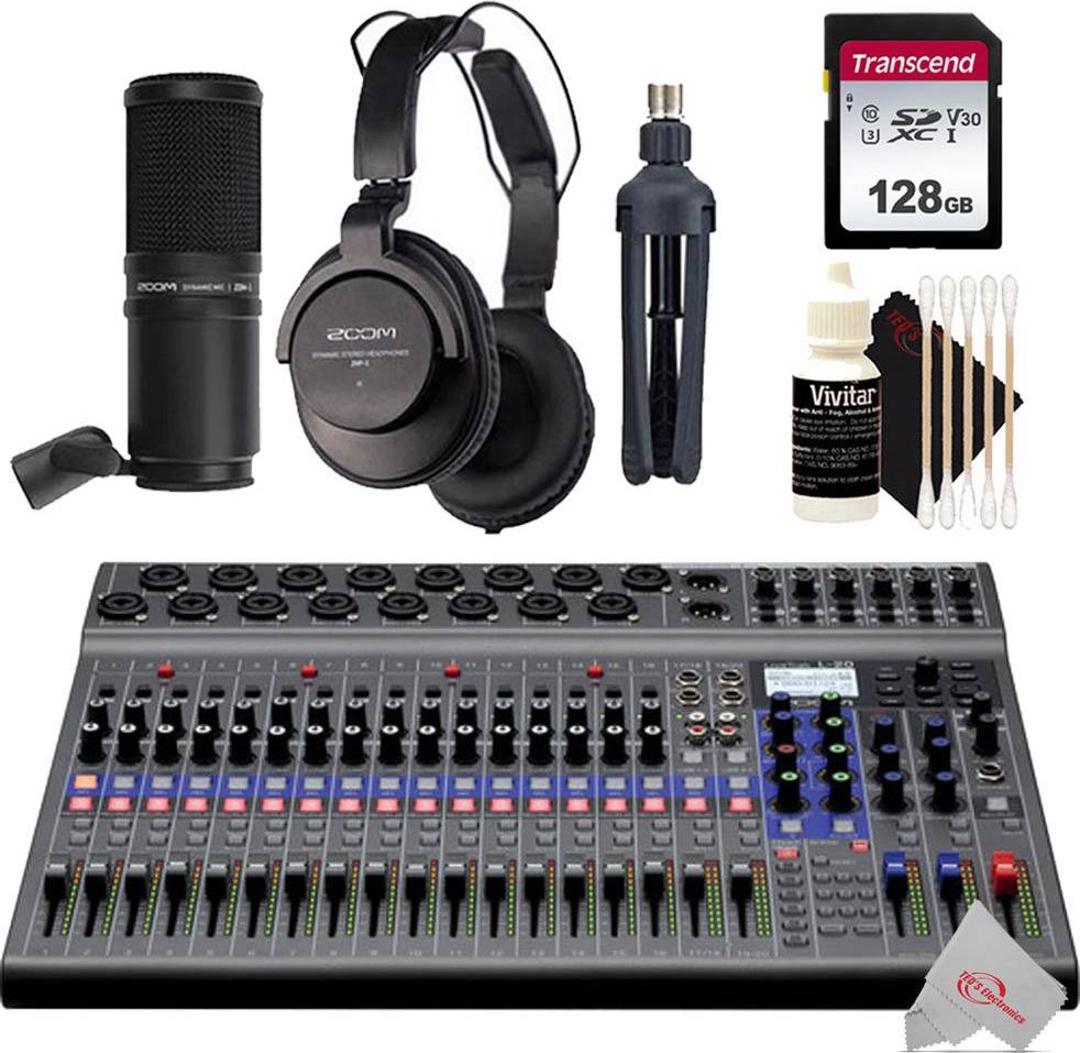 Digital recorder Zoom LiveTrak L-20 20-Put Digital Mixer Multitrack Recorder Bundle Kit