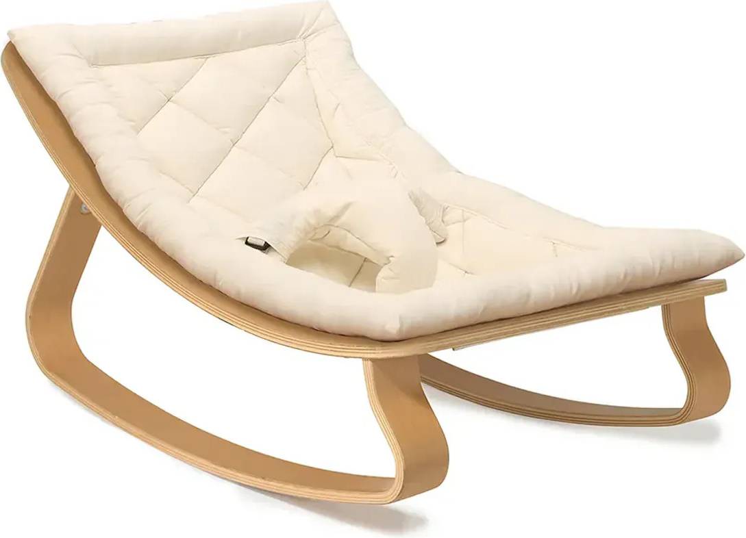 Walnut LEVO Baby Rocker Organic White