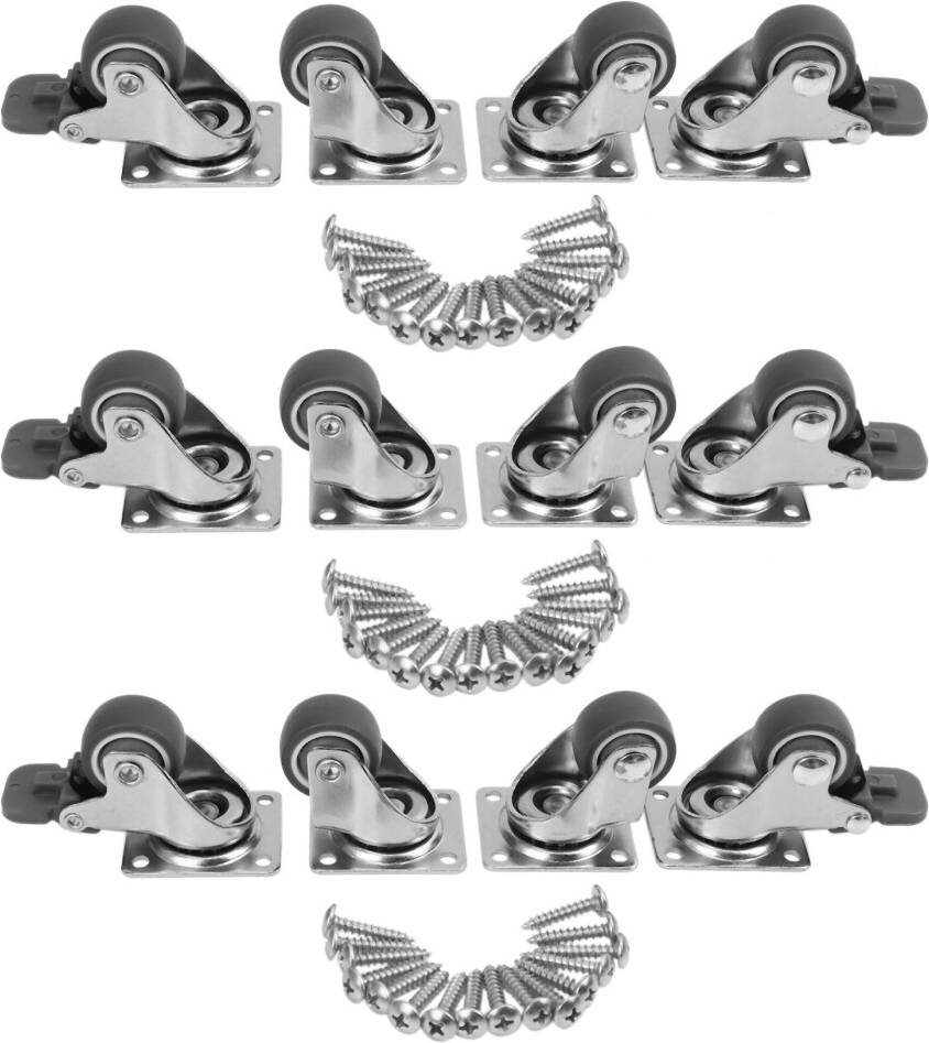 12 Pack 1 Inch Low Profile Casters