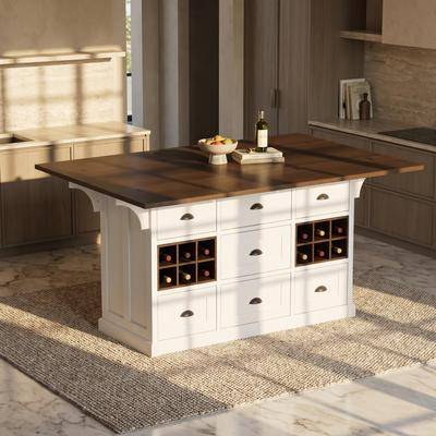 Large kitchen island with storage Timechee Large Kitchen Island Table Kitchen Cabinet Wine Rack White