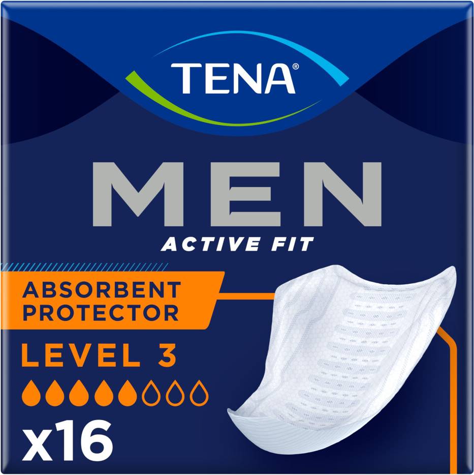 TENA Men Active Fit Absorbent Protector Level 3 16 Count 16-pack