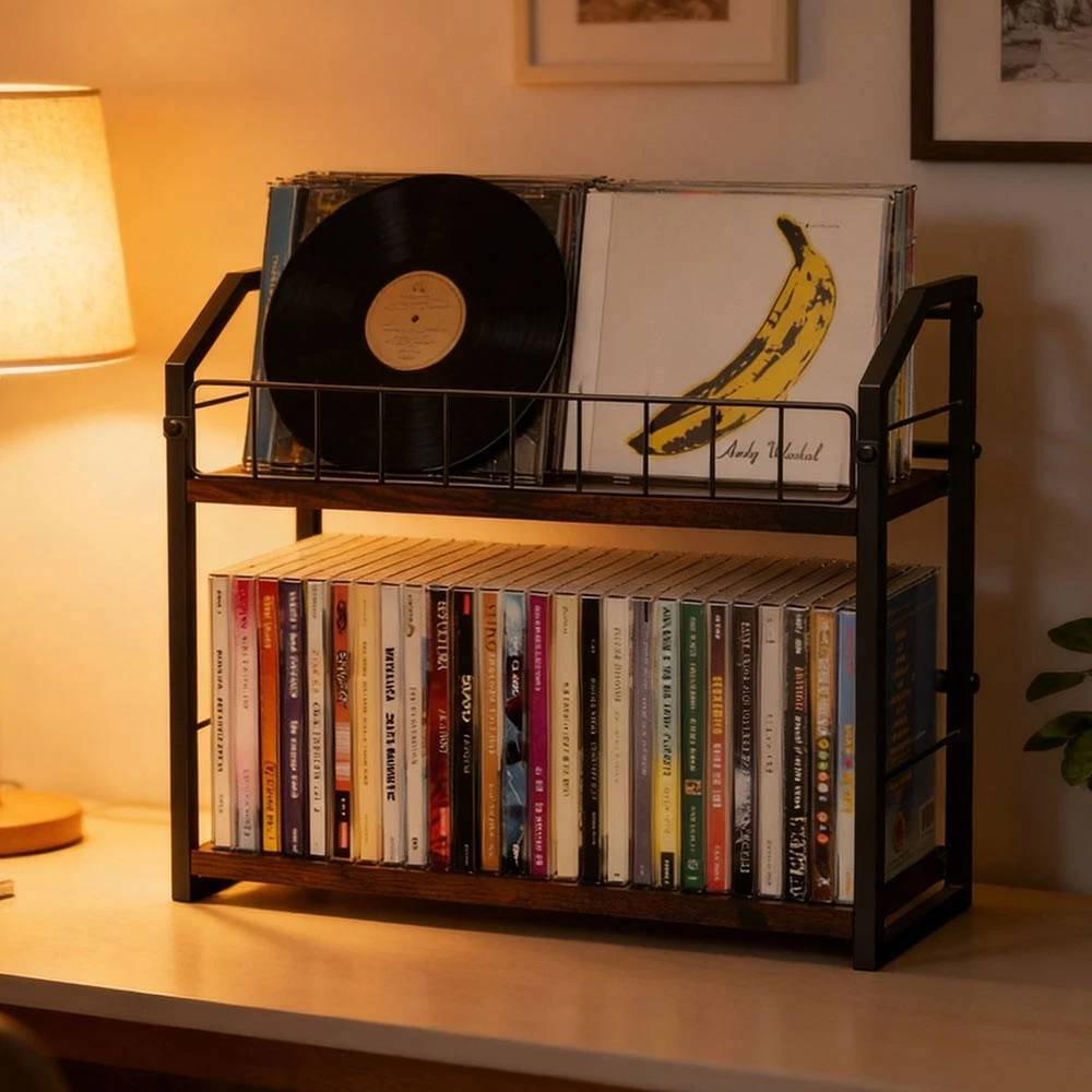 Vintage 2-Tier CD DVD Desktop Rack