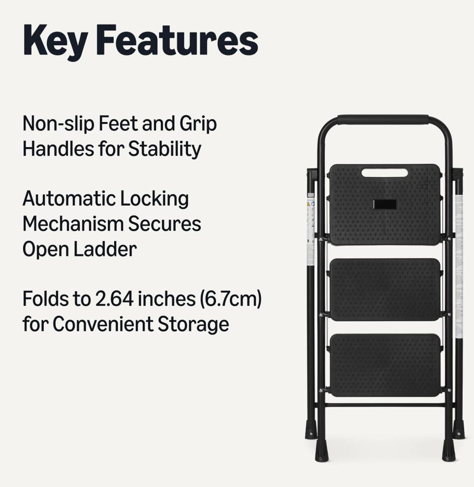 Amazon Basics 3Step Folding Ladder Steel Structure
