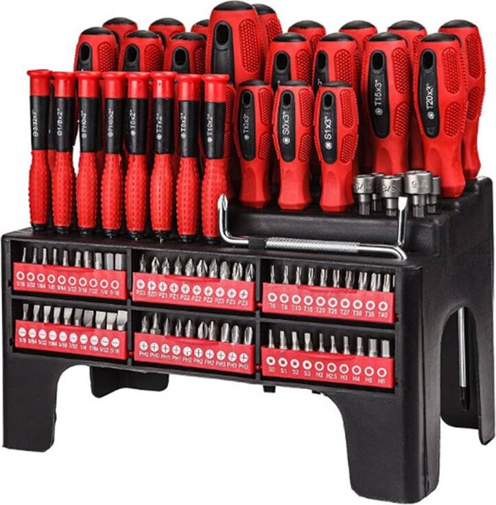 Saudism 100Pcs Magnetic Set with Storage Rack Bit Screwdriver