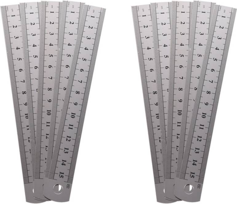 10 Pcs Dual Side Stainless Steel Straight Ruler Angle Measurer
