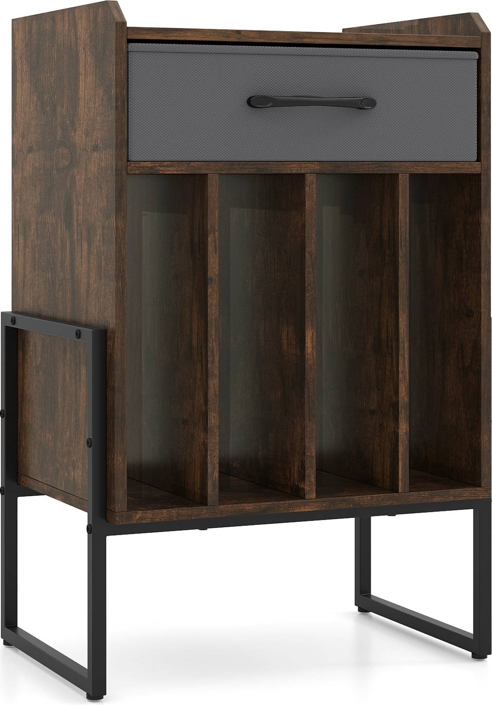 Record table Sugift Vinyl Record Storage 4-Compartment Turntable Table
