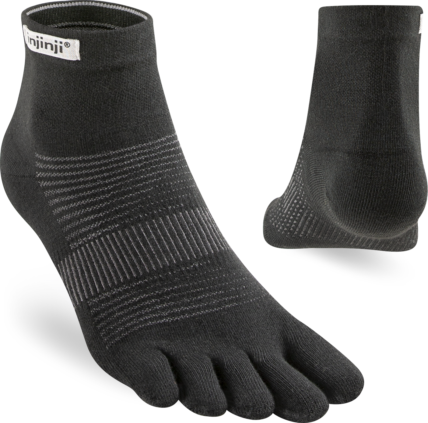 Unisex Lightweight Mini Crew Performance Toe Socks - Black/Graphite Grey