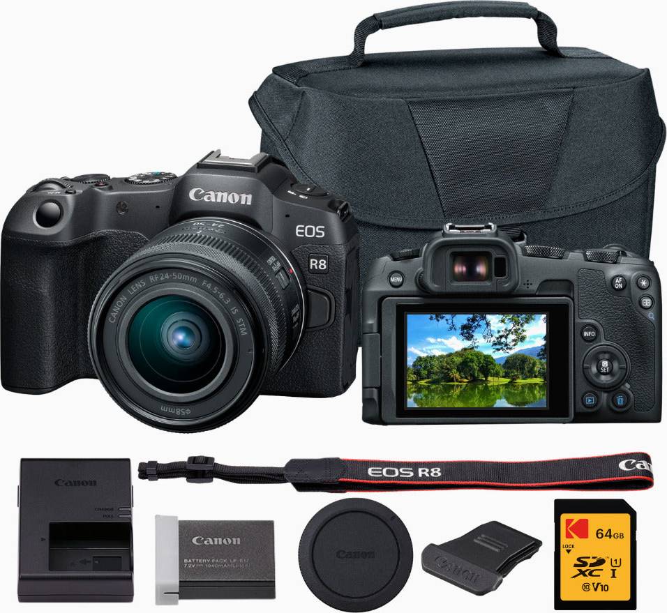 Canon rf 50mm Canon EOS R8 Mirrorless Camera with RF 24-50mm Lens Bundle